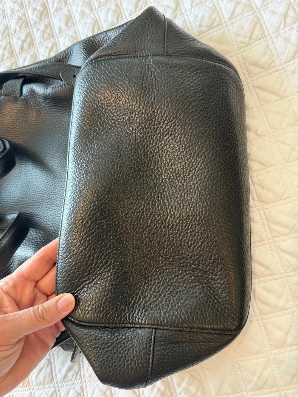 Cuyana Black Pebbled Convertible Leather Backpack and Shoulder Bag